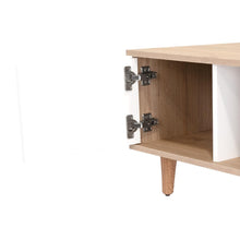 Mesa de Centro Bored, Beige y Blanco, con Una Puerta y Patas de Madera