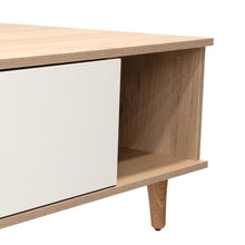 Mesa de Centro Bored, Beige y Blanco, con Una Puerta y Patas de Madera