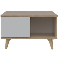 Mesa de Centro Bored, Beige y Blanco, con Una Puerta y Patas de Madera