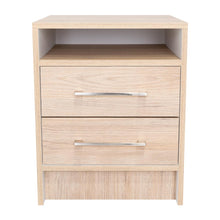 Mesa de Noche Douglas, Beige y Blanco, con Un Entrepaño Superior y Dos Cajones Organizadores