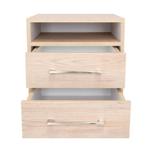 Mesa de Noche Douglas, Beige y Blanco, con Un Entrepaño Superior y Dos Cajones Organizadores