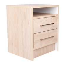 Mesa de Noche Douglas, Beige y Blanco, con Un Entrepaño Superior y Dos Cajones Organizadores