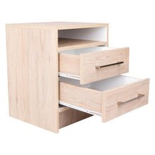 Mesa de Noche Douglas, Beige y Blanco, con Un Entrepaño Superior y Dos Cajones Organizadores