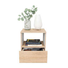 Mesa de Noche Camel, Beige y Blanco, con Un Cajón Inferior Deslizable X2