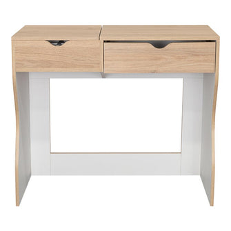 Mueble Tocador Perlak, Beige y Blanco, con Dos Cajones