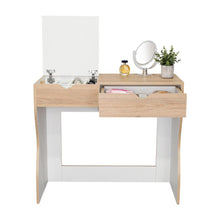 Mueble Tocador Perlak, Beige y Blanco, con Dos Cajones