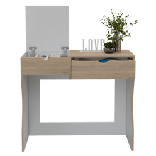 Mueble Tocador Perlak, Beige y Blanco, con Dos Cajones