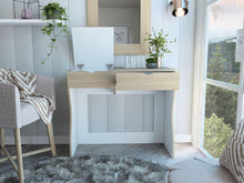 Mueble Tocador Perlak, Beige y Blanco, con Dos Cajones