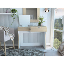 Mueble Tocador Perlak, Beige y Blanco, con Dos Cajones