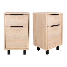 Mesa de Noche Wesley, Beige y Blanco, con Una Puerta y Un Cajón Organizador X2