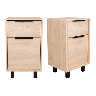 Mesa de Noche Wesley, Beige y Blanco, con Una Puerta y Un Cajón Organizador X2