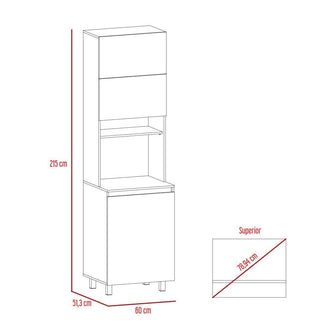 Modulo Microondas Karel, Cocoa y Beige, con Amplio Espacio Para Almacenaje