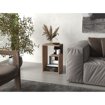 Mesa de Noche Evert, Café Expresso y Wengue, con diseño moderno y espacio para ubicar objetos ZF