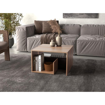 Mesa de Noche Evert, Café Expresso y Wengue, con diseño moderno y espacio para ubicar objetos ZF