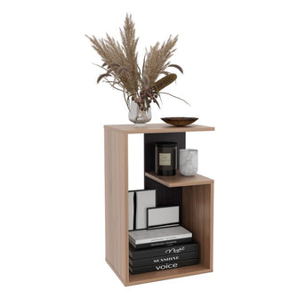 Mesa de Noche Evert, Café Expresso y Wengue, con diseño moderno y espacio para ubicar objetos ZF