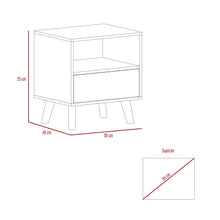 Mesa de Noche, Mirabella, Cocoa, con un Cajón y Amplio espacio para Almacenar Objetos X2