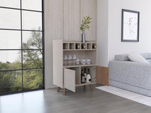 Bar Mirabella, Cocoa, con Dos Puertas Abatibles y Espacio para Almacenar Copas