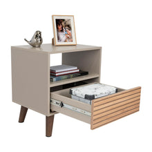 Mesa de Noche, Mirabella, Cocoa, con un Cajón y Amplio espacio para Almacenar Objetos