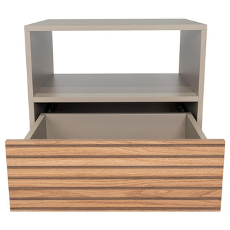 Mesa de Noche, Mirabella, Cocoa, con un Cajón y Amplio espacio para Almacenar Objetos