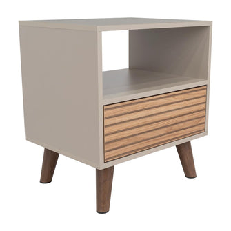 Mesa de Noche, Mirabella, Cocoa, con un Cajón y Amplio espacio para Almacenar Objetos