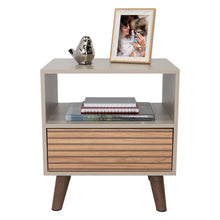 Mesa de Noche, Mirabella, Cocoa, con un Cajón y Amplio espacio para Almacenar Objetos