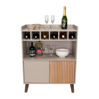 Bar Mirabella, Cocoa, con Dos Puertas Abatibles y Espacio para Almacenar Copas