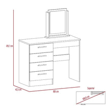 Mueble Tocador Wesley, Cartagena y Blanco, Espacio para Ubicar Maquillaje