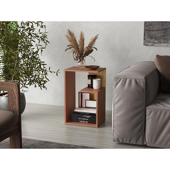 Mesa de Noche Evert, Arupo y Fresno Europeo, con diseño moderno y espacio para ubicar objetos