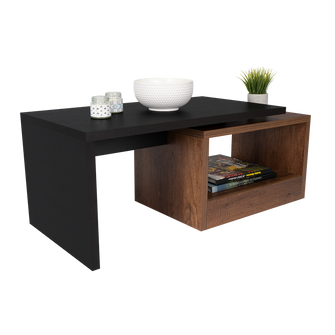 Mesa de Centro Wesley, Wengue y Cobre, con Un Cajón Amplio