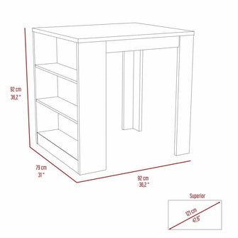 Barra de Cocina Mayer, Wengue y Miel, con Amplia Superficie y Tres Entrepaños ZF