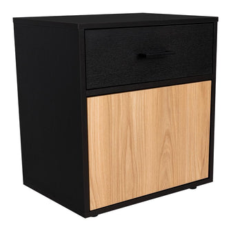 Mesa de Noche Grays, Wengue y Fresno Europeo, con una puerta y cajón