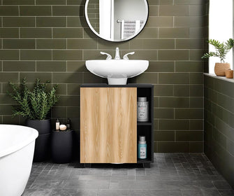 Mueble Para Lavamanos Pascuale, Fresno Europeo y Wengue, No incluye Lavamanos