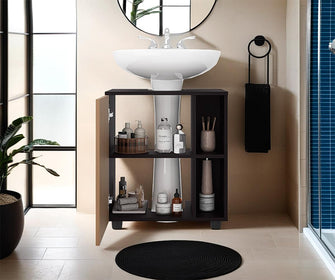 Mueble Para Lavamanos Pascuale, Wengue y Fresno Europeo, No incluye Lavamanos ZF