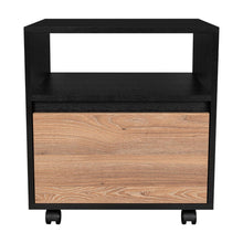 Mesa de Noche Cruella, Wengue y Miel, con Espacio para Colorcar Objetos Decorativos