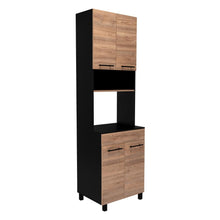 Módulo Microondas Prada, Wengue y Miel, con Rodachinas y Variedad de Entrepaños