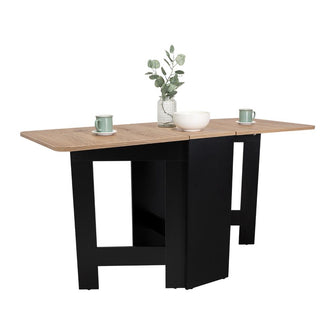 Mesa Auxiliar de Cocina Plegable Merida, Wengue y Macadamia, con Amplia Superficie