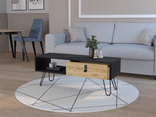 Mesa de Centro Huna, Wengue y Macadamia, Con Espacios Para Colocar Objetos Decorativos ZF