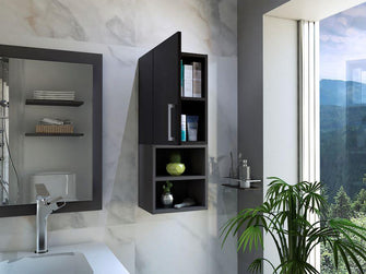 Gabinete de Baño Oporto, Wengue y Plata Oscuro, con espacio para guardar objetos de aseo personal X2