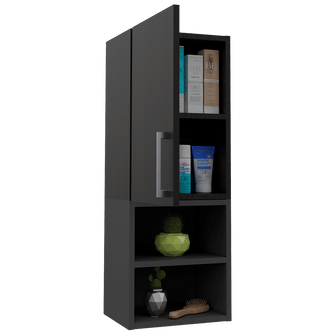 Gabinete de Baño Oporto, Wengue y Plata Oscuro, con espacio para guardar objetos de aseo personal X2