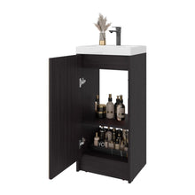 Mueble De Lavamanos Syra, Kronos Wengue y Roble Natural, Con textura ranurada incluye lavamanos ZF