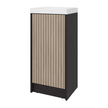 Mueble De Lavamanos Syra, Kronos Wengue y Roble Natural, Con textura ranurada incluye lavamanos ZF