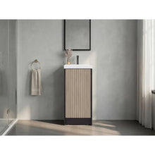 Mueble De Lavamanos Syra, Kronos Wengue y Roble Natural, Con textura ranurada incluye lavamanos ZF