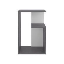 Mesa Auxiliar Evert, Piedra y Blanco Duqueza, con Diseño Moderno y Espacio para Ubicar Objetos ZF