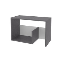 Mesa Auxiliar Evert, Piedra y Blanco Duqueza, con Diseño Moderno y Espacio para Ubicar Objetos ZF