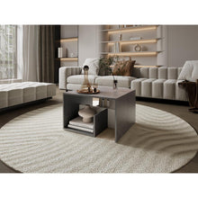 Mesa de Noche Evert, Piedra y Blanco Duqueza, con diseño moderno y espacio para ubicar objetos ZF