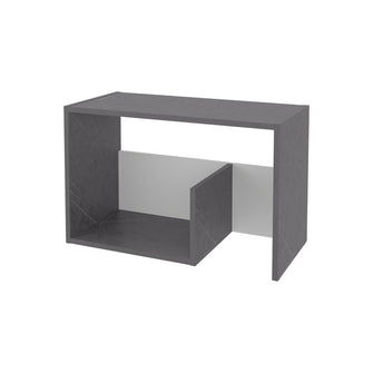 Mesa de Noche Evert, Piedra y Blanco Duqueza, con diseño moderno y espacio para ubicar objetos ZF