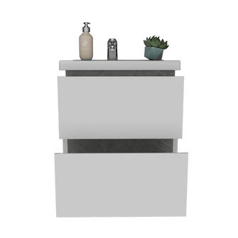 Mueble para Lavamanos Pontus, Piedra y Gris, con Dos Amplios Cajones