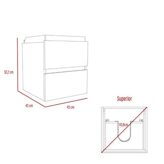 Mueble para Lavamanos Pontus, Piedra y Gris, con Dos Amplios Cajones