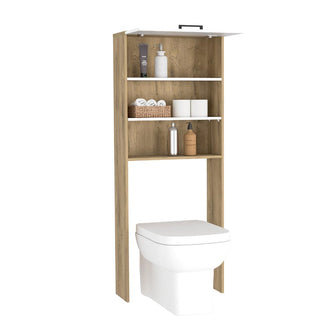 Gabinete de Baño Magnus, Café Claro y Blanco, con Una Puerta y Dos Entrepaños Para Ubicar Multiples Objetos X2