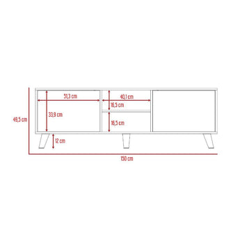 Mesa para Tv Melba, Blanco Nevado y Café Claro, 2 Puertas 1 Entrepaño